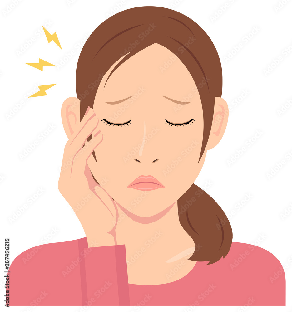 Young woman vector illustration (upper body) / headache, migrane Young woman vector illustration (upper body) / headache, migrane