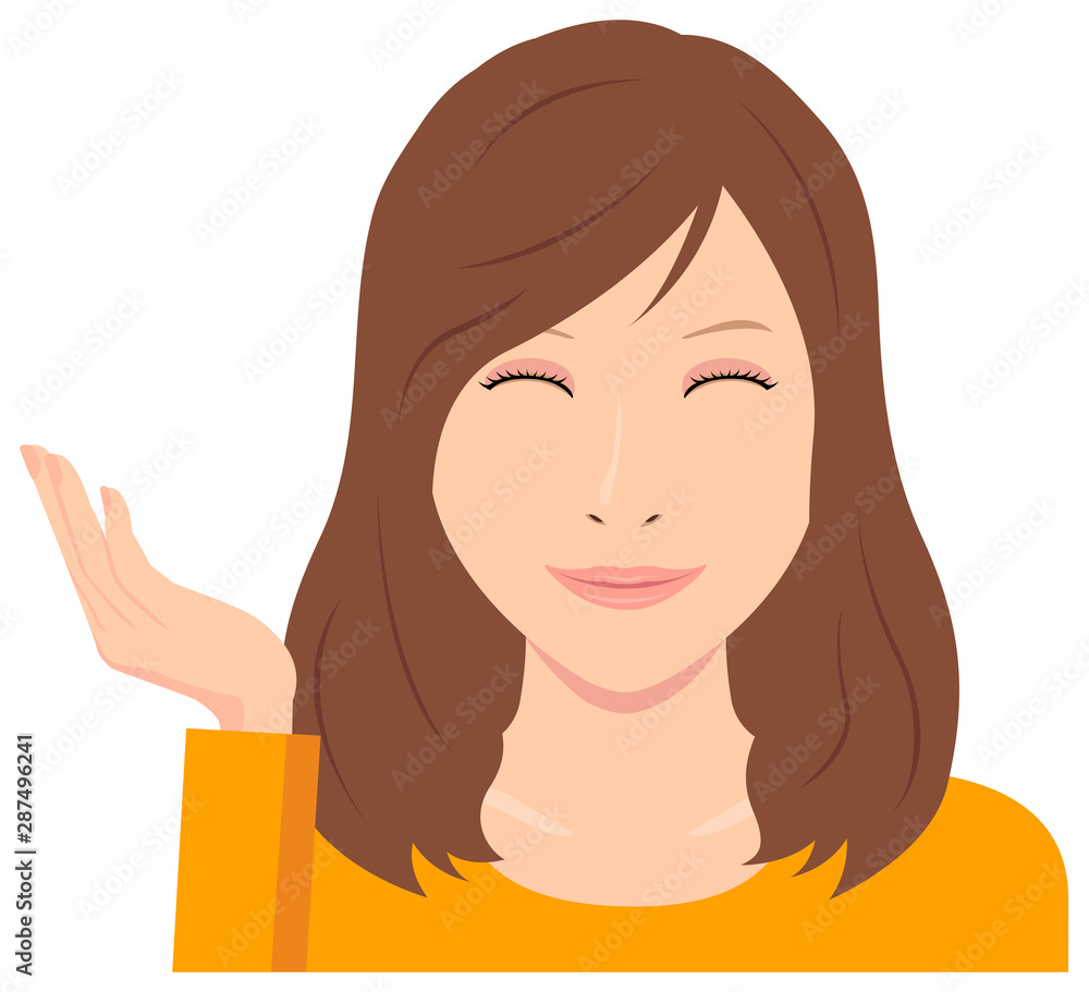 Young woman vector illustration (upper body) / guidance, introduction, recommendation Young woman vector illustration (upper body) / guidance, introduction, recommendation