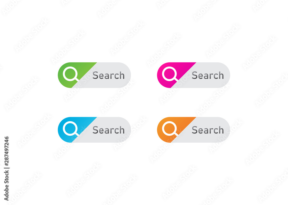 search button design with search icon, in various colour vector search button design with search icon, in various colour vector