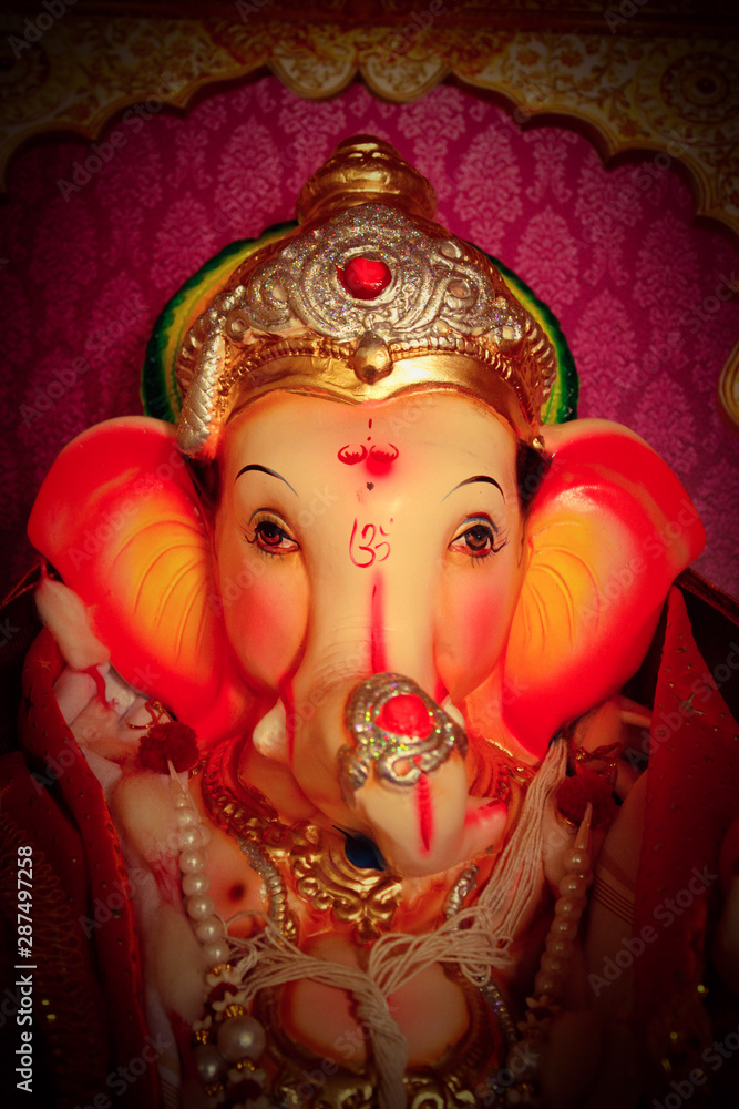 Lord Ganesha closeup Ganesh chaturthi Indian festival
