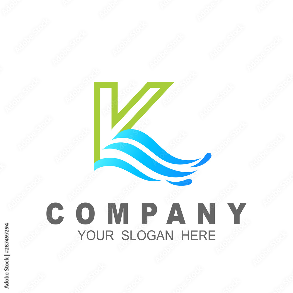 letter k logo with wave design vector, line logo and wave with letter k design illustration, paint, splash, surfing letter k logo with wave design vector, line logo and wave with letter k design illustration, paint, splash, surfing