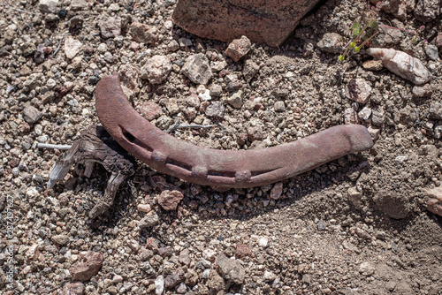 USA, Nevada, Clark County, Gold Butte National Monument, Jumbo Springs Wilderness Area. The broken horseshoe on Jumbo Pass is a bad omen signaling bad luck. photo