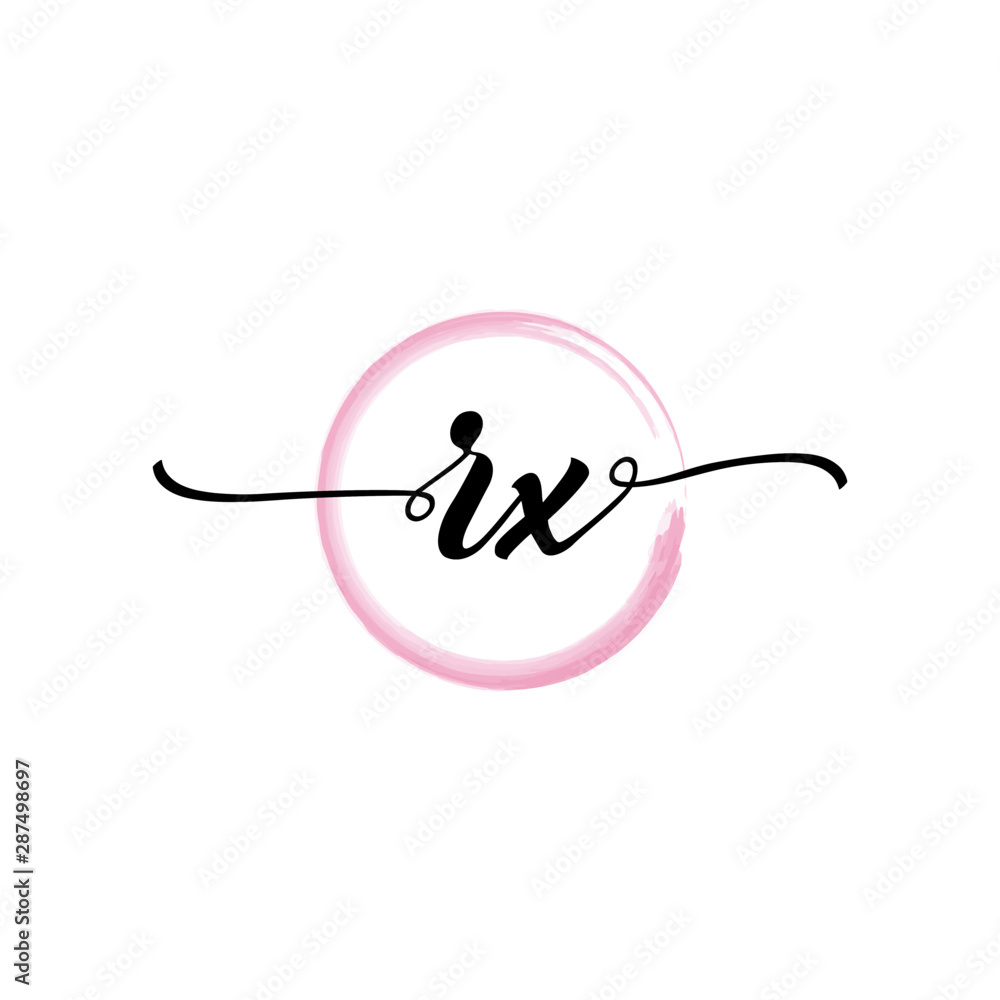 Obraz premium RX initial handwriting logo template. round logo in watercolor color with handwritten letters in the middle. Handwritten logos are used for, weddings, fashion, jewelry, boutiques and business
