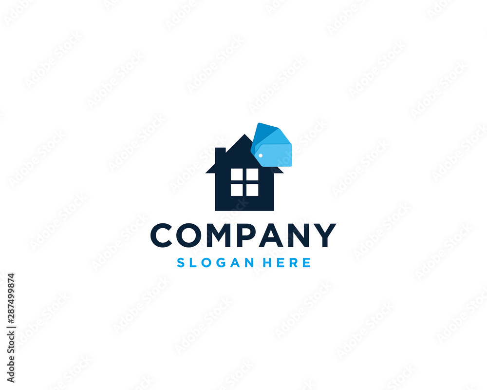 Home sale with price tag logo design template