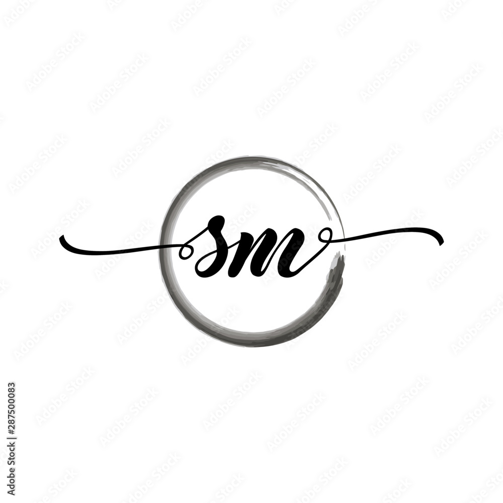 SM initial handwriting logo template. round logo in watercolor color with handwritten letters in the middle. Handwritten logos are used for, weddings, fashion, jewelry, boutiques and business SM initial handwriting logo template. round logo in watercolor color with handwritten letters in the middle. Handwritten logos are used for, weddings, fashion, jewelry, boutiques and business