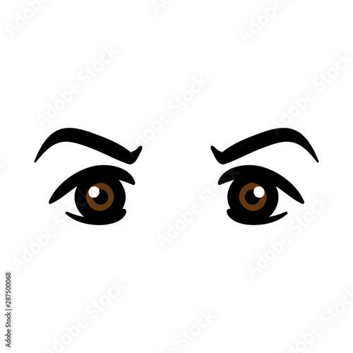 Cartoon Brown Eyes and Eyebrows Illustration
