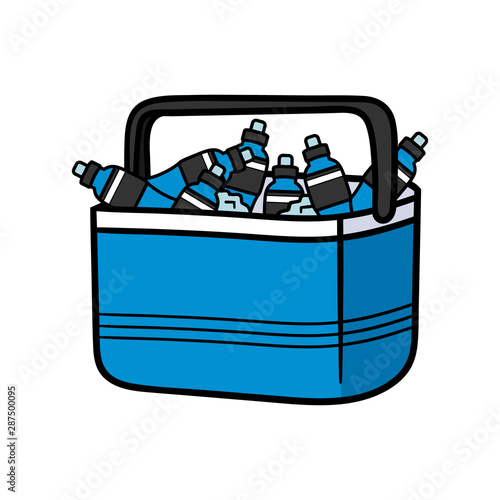 Cartoon Power Drinks in Cooler Illustration