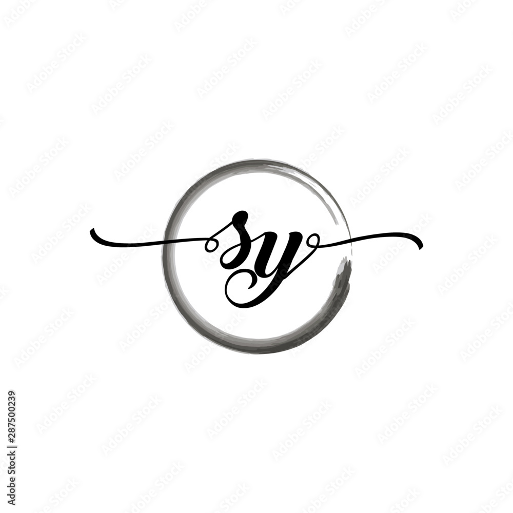 SY initial handwriting logo template. round logo in watercolor color with handwritten letters in the middle. Handwritten logos are used for, weddings, fashion, jewelry, boutiques and business SY initial handwriting logo template. round logo in watercolor color with handwritten letters in the middle. Handwritten logos are used for, weddings, fashion, jewelry, boutiques and business