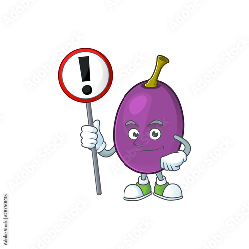 With sign winne fruit cartoon character on white background photo