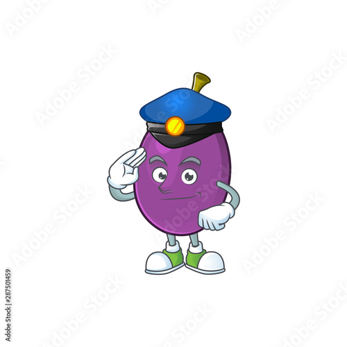 Police winne fruit cartoon character on white background photo