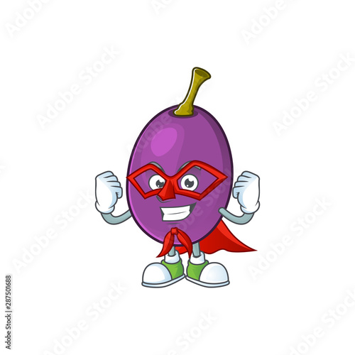 Super hero winne fruit with mascot for beverage