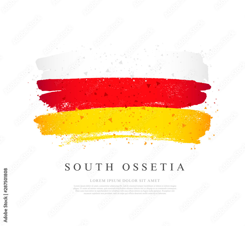 Obraz premium Flag of South Ossetia. Brush strokes are drawn by hand.