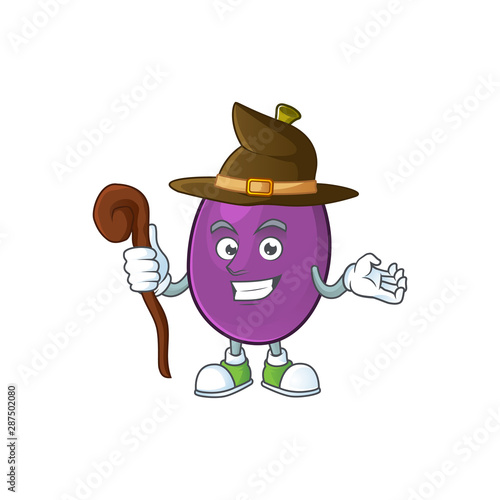 Witch winne fruit cute mascot cartoon style
