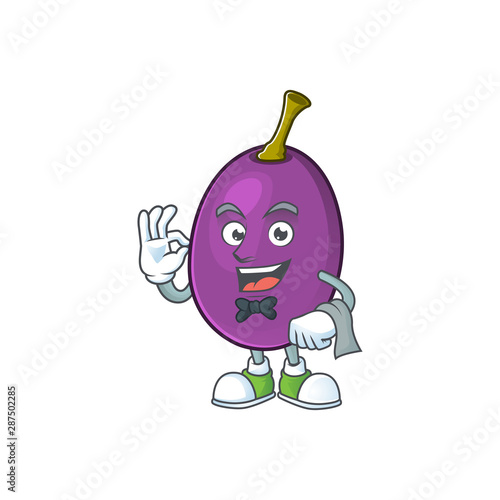 Waiter winne fruit cute mascot cartoon style
