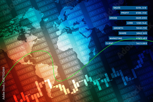 2d rendering Stock market online business concept. business Graph 