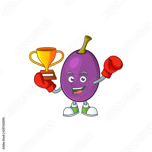 Boxing winner delicious winne fruit in a character cartoon photo