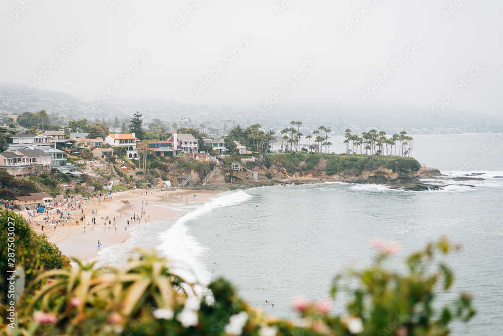 View of Crescent Bay on a cloudy day, in Laguna Beach, Orange County, California