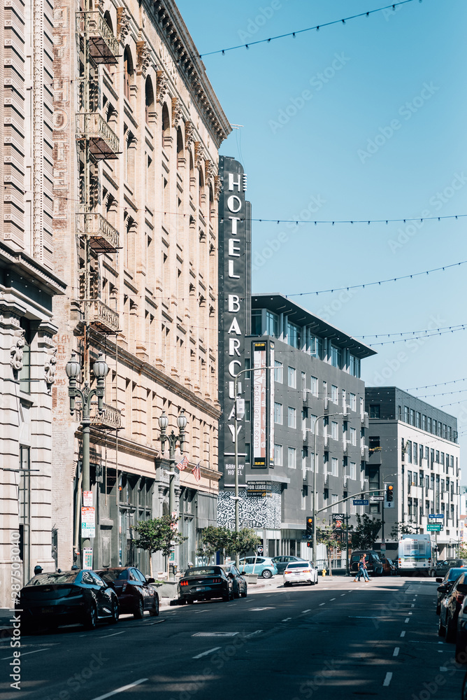 Hotel Barclay sign, in downtown Los Angeles, California