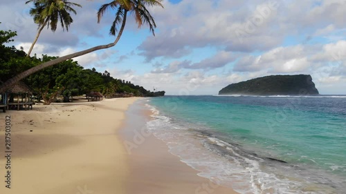 Aerial view along a tropical beach in Western Samoa