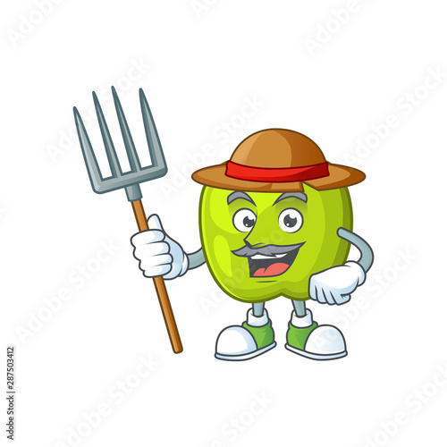Farmer granny smith in a green apple character mascot