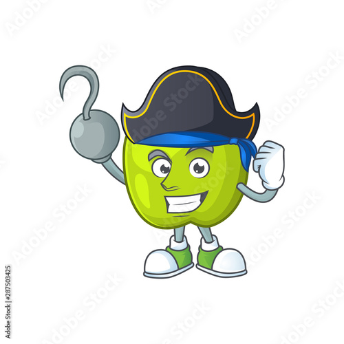Pirate granny smith in a green apple character mascot