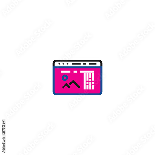 Site illustration line icon in flat style. Outline symbol collection. Graphic background communication. Vector web element. Computer icon. Arrow vector icon. Vector set. Web site icon.
