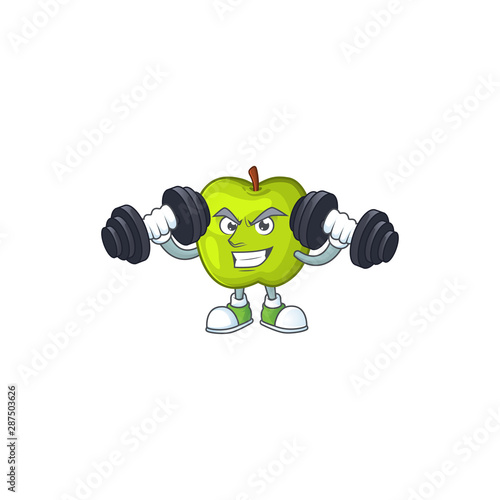 Fitness granny smith in a green apple character mascot