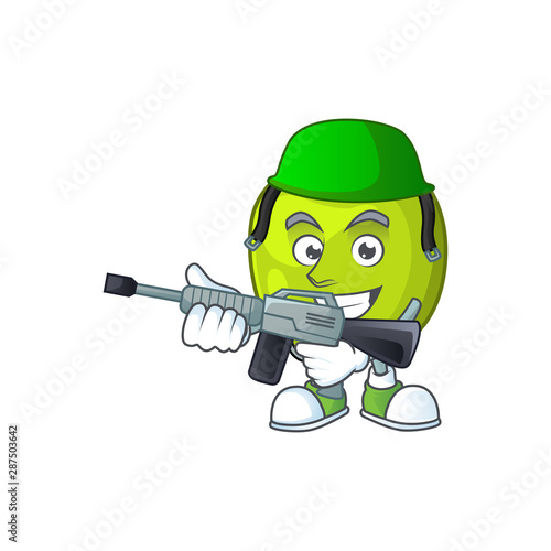 Army granny smith in a green apple character mascot