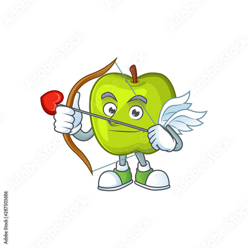 Cupid granny smith in a green apple character mascot