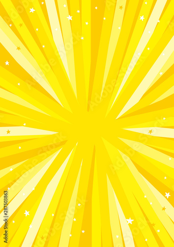 集中線　黄色　背景イラスト