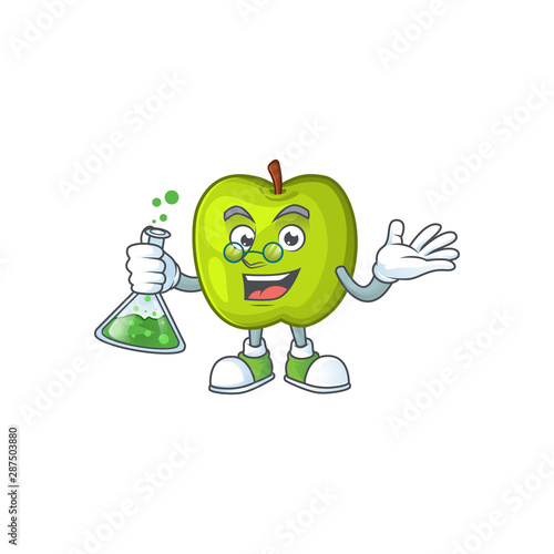 Professor character granny smith green apple with mascot