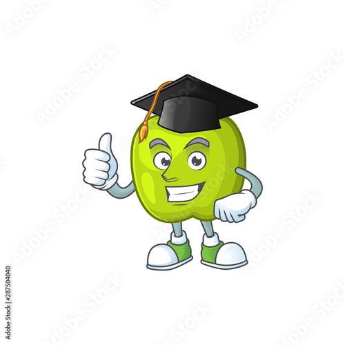 Graduation character granny smith green apple with mascot