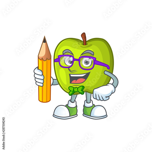 Student character granny smith green apple with mascot
