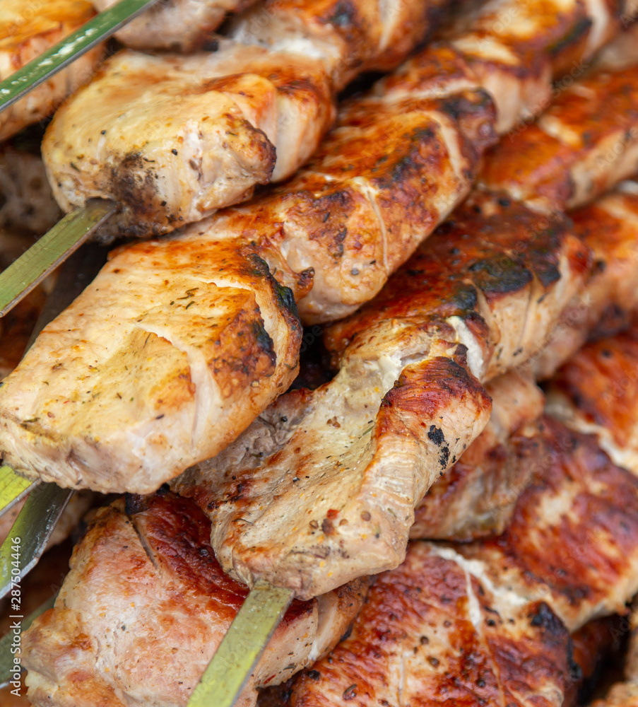 Barbecue skewers grilled on charcoal Barbecue skewers grilled on charcoal