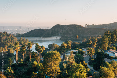 View of Hollywood Reservoir from Lake Hollywood Park, in Los Angeles, California