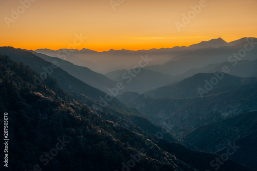 Mountain layers view from Glendora Ridge Road at sunset, in Angeles National Forest, California © jonbilous