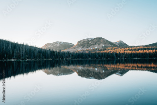 Mountains reflecting in Mirror Lake, in the Uinta Mountains, Utah