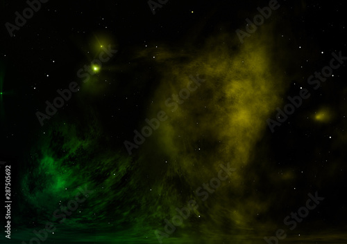 Star field in space and a nebulae. 3D rendering