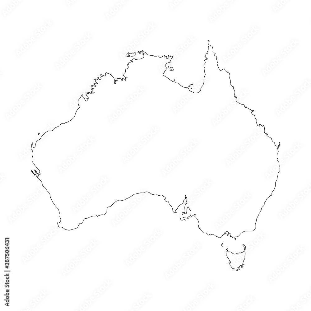 Vector black outline Australia map. Vector illustration. Vector black outline Australia map. Vector illustration.