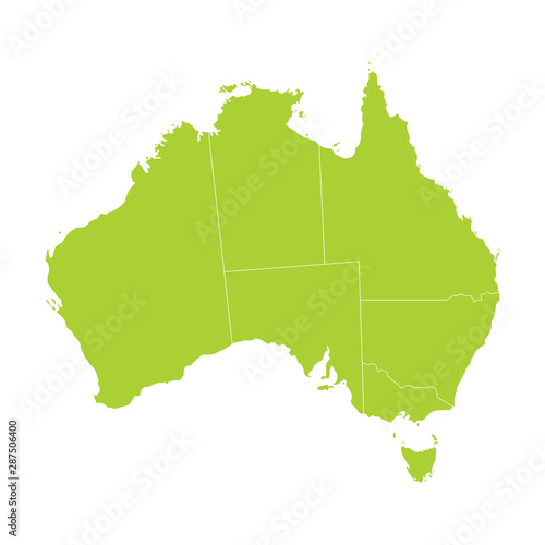 Vector green silhouette Australia map. Vector illustration.