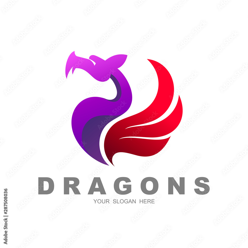 dragon logo design template, vector illustration, game logo, wing and dragon design template, 3d icon dragon logo design template, vector illustration, game logo, wing and dragon design template, 3d icon