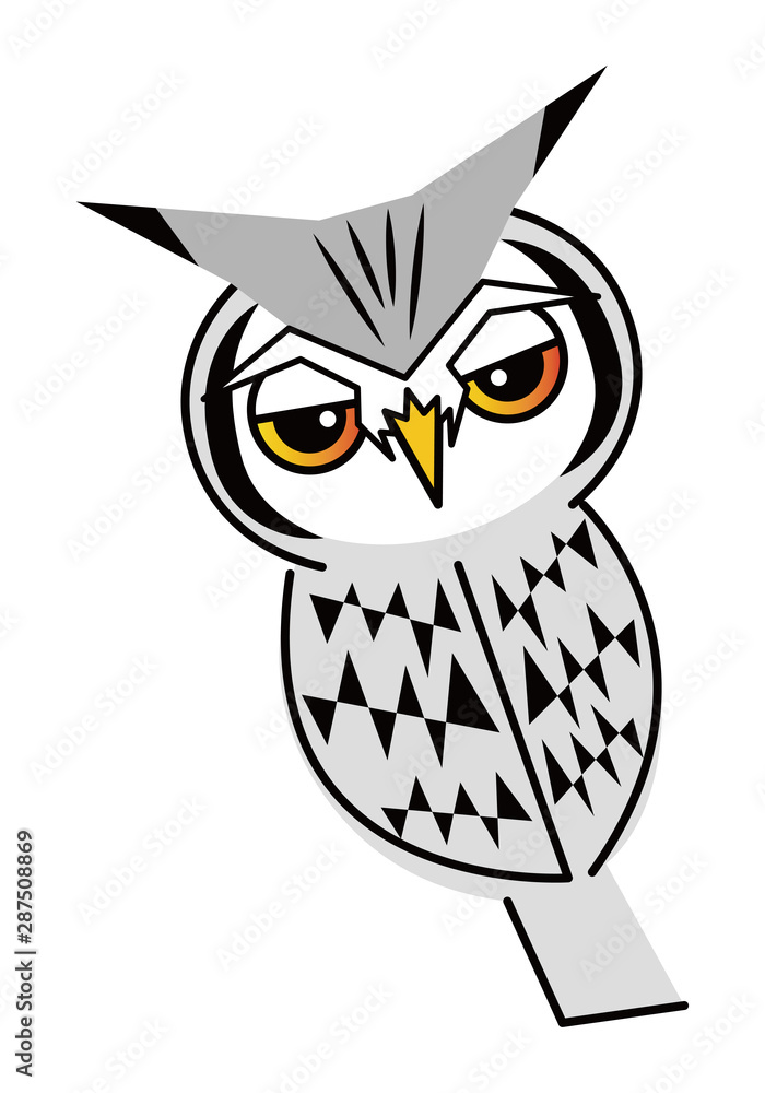 Fototapeta premium フクロウ お洒落なコノハズクさん ベクター イラスト