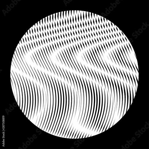   Сохранить Скачать изображение для предпросмотра Black and white vector pattern with circle shape with illusion movement of lines. Moire effect. Can be used interior design, websites, accessories.