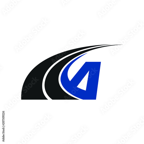 Letter G and Road way Icon and Symbol. Logo Vector. Eps 10.