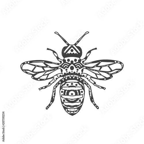 Abstract Ornamental Bee Shape. Vector Honey Bee for Your Design. © Aylin Art Studio