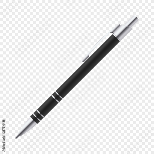 Foto Single black vector ballpoint pen on transparent background