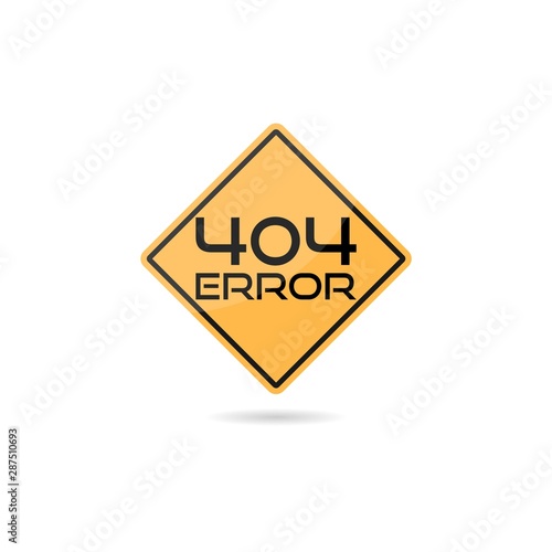 ERROR 404. Warning sign. Yellow warning sign with black text ERROR 404 photo