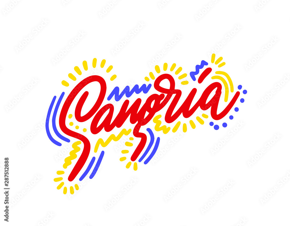 Sangria hand drawn vector lettering. Modern brush calligraphy. Lettering phrase for postcard, banner, flyer. Vector illustration Sangria hand drawn vector lettering. Modern brush calligraphy. Lettering phrase for postcard, banner, flyer. Vector illustration
