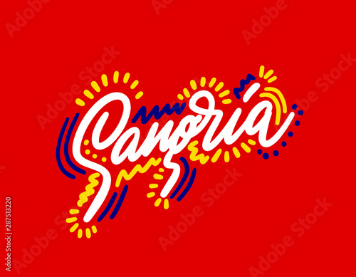Sangria hand drawn vector lettering. Modern brush calligraphy. Lettering phrase for postcard, banner, flyer. Vector illustration
