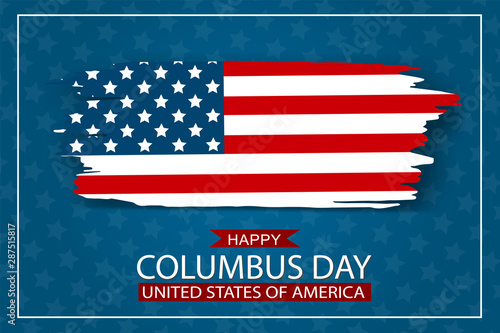 Columbus Day design style. United States of America flag in a brush stroke shape. Vector illustration.